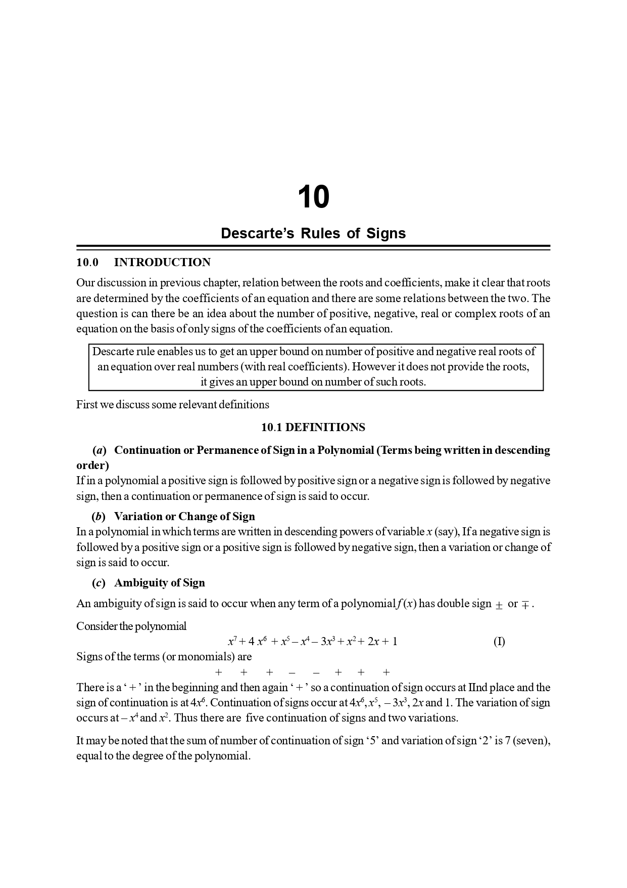 Descarte’s Rules of Signs| Algebra B.sc Sem - 1