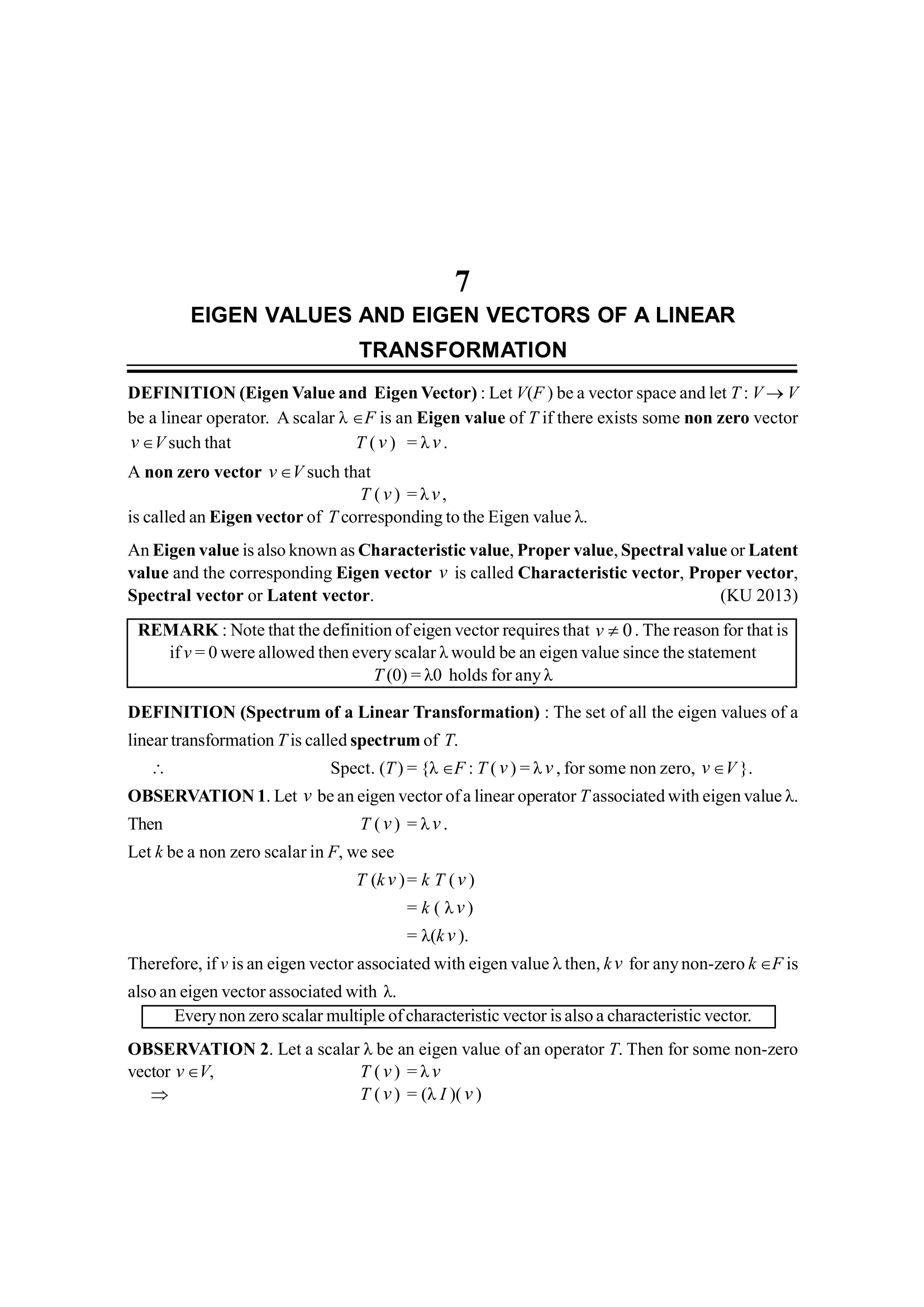 EIGEN VALUES AND EIGEN VECTORS OF A LINEAR  TRANSFORMATION | LINEAR ALGEBRA , B. Sc. Sem. VI