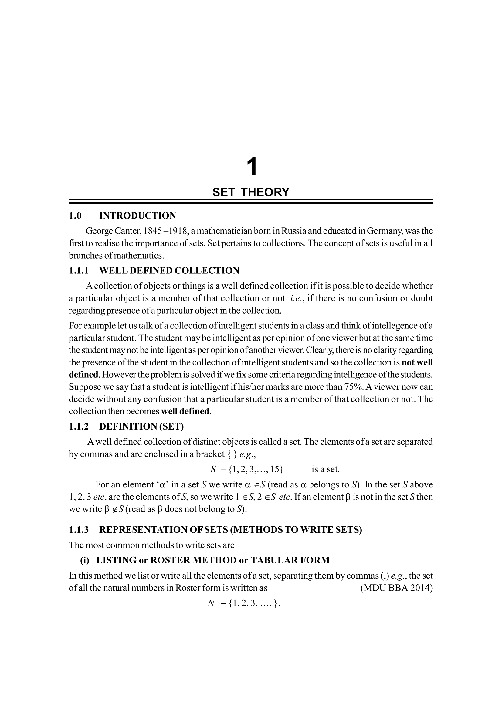 SET THEORY | BUSINESS MATHEMATICS , B. Com. Sem.1