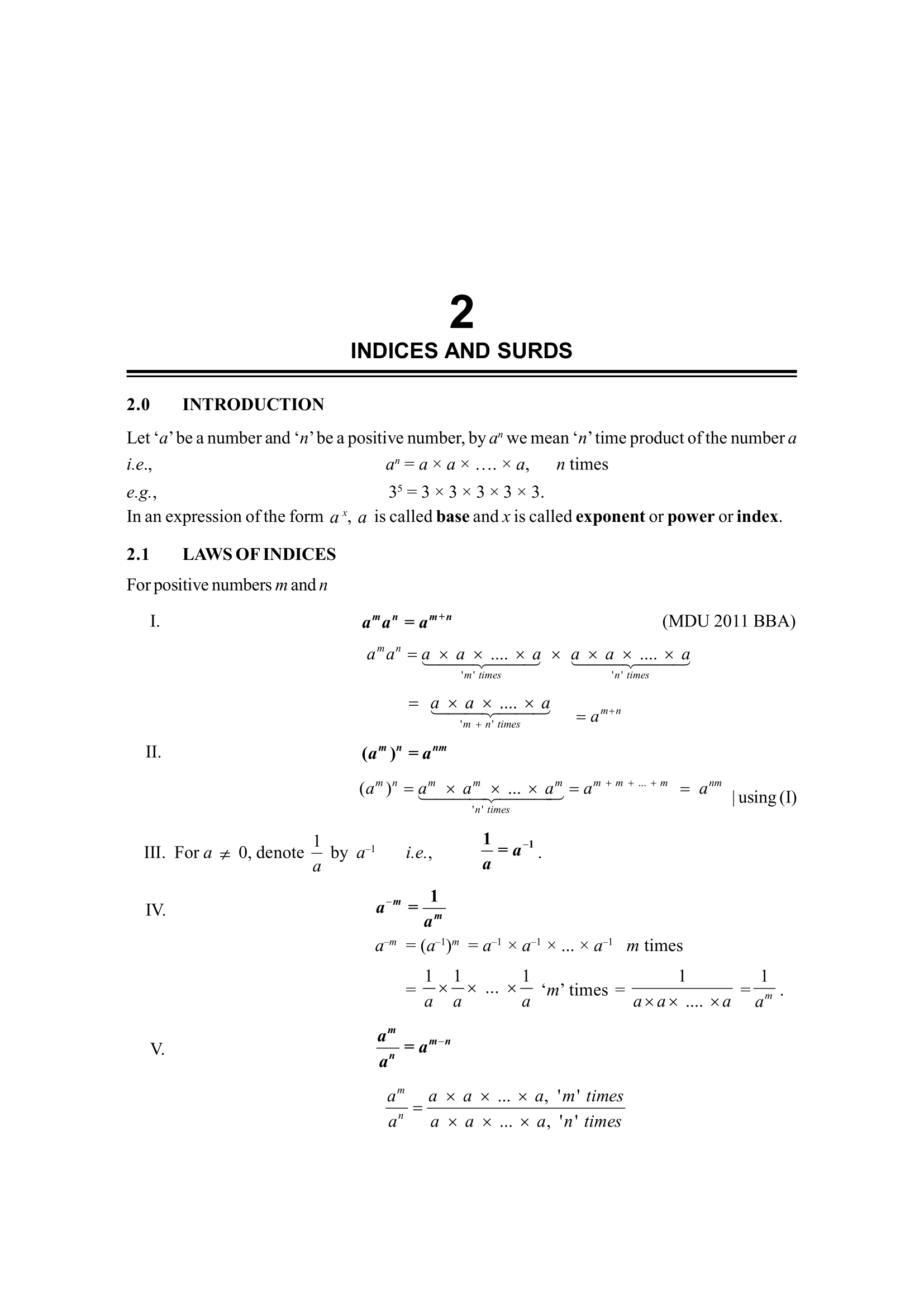 INDICES AND SURDS | BUSINESS MATHEMATICS , B. Com. Sem.1