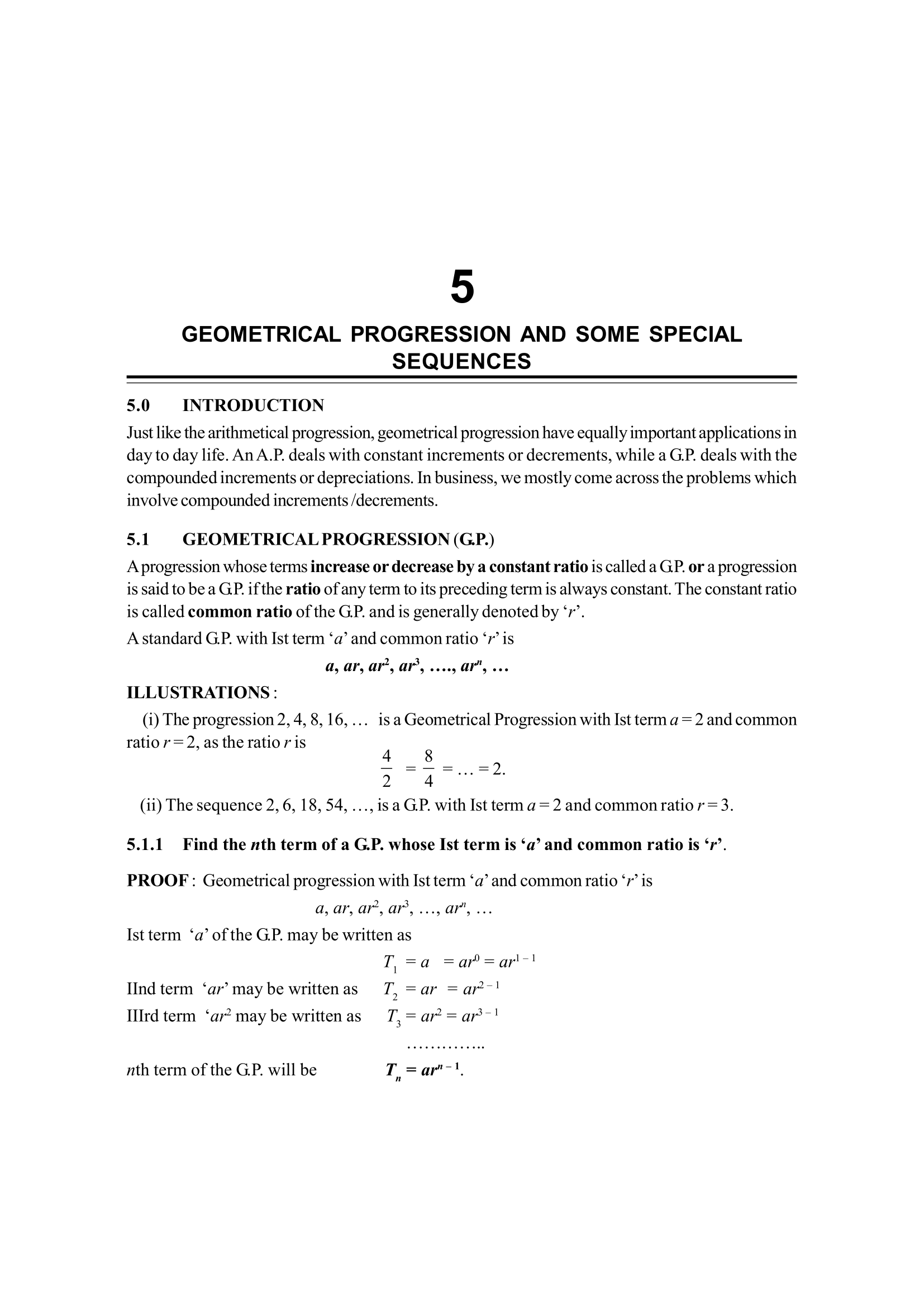 GEOMETRICAL PROGRESSION AND SOME SPECIAL SEQUENCES | BUSINESS MATHEMATICS , B. Com. Sem.1