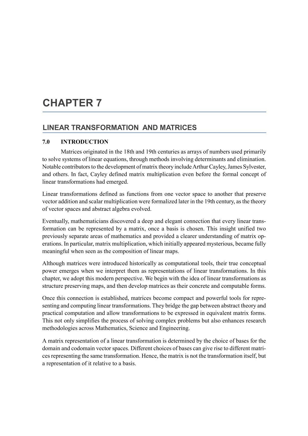 Chapter 7, Matrices of LT