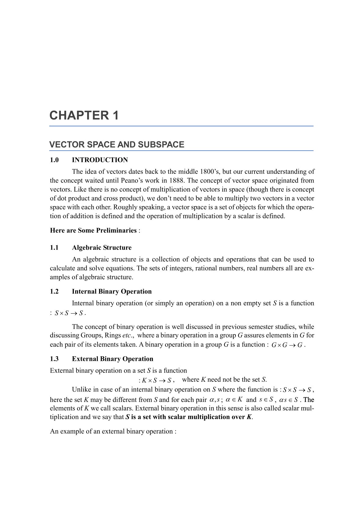 Linear Algebra Chapter 1, Vector space