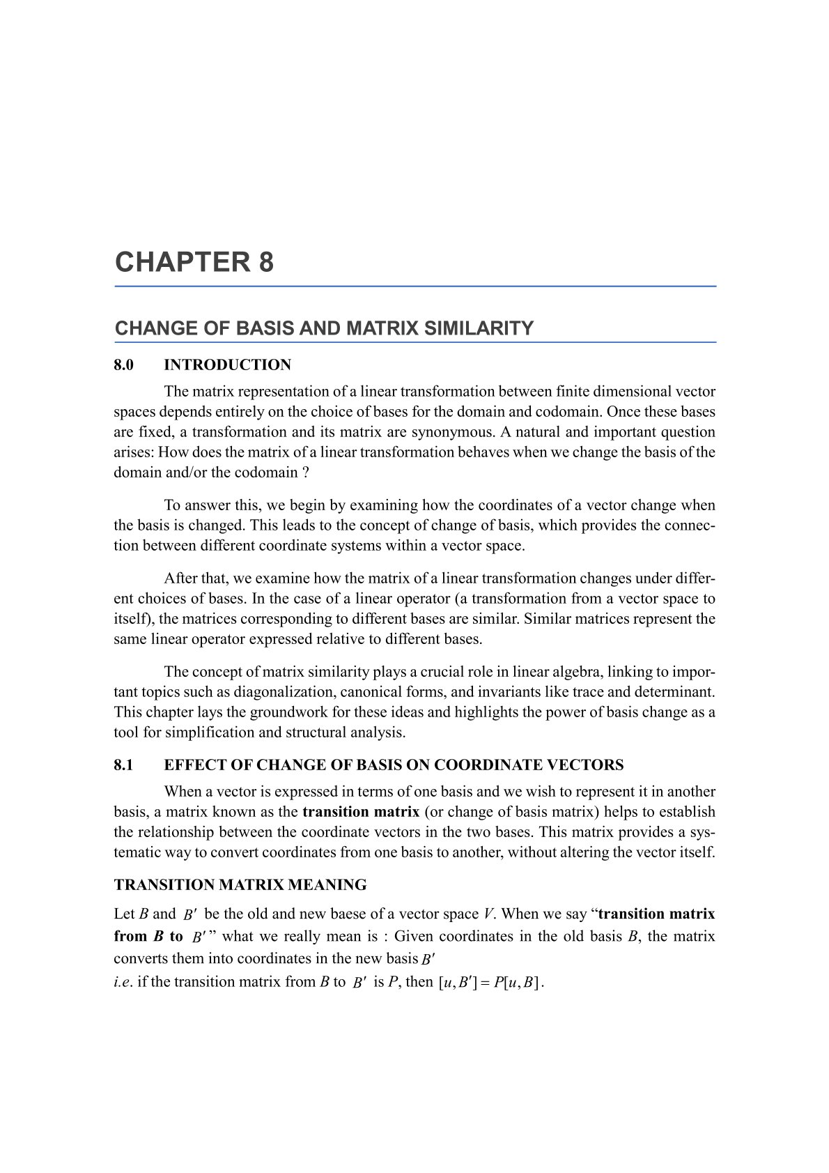 Chapter 8, Change of Basis